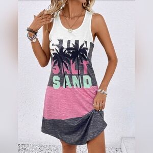 SHEIN Pink and Gray Swim Coverup with Modern Color Block Design